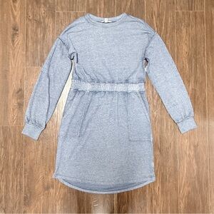 NWT TIME AND TRU BLUE GRAY LONG SLEEVE DRESS WITH POCKETS